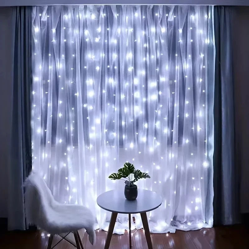 LED Curtain Fairy Lights – 3m Warm White Window Lights with Remote