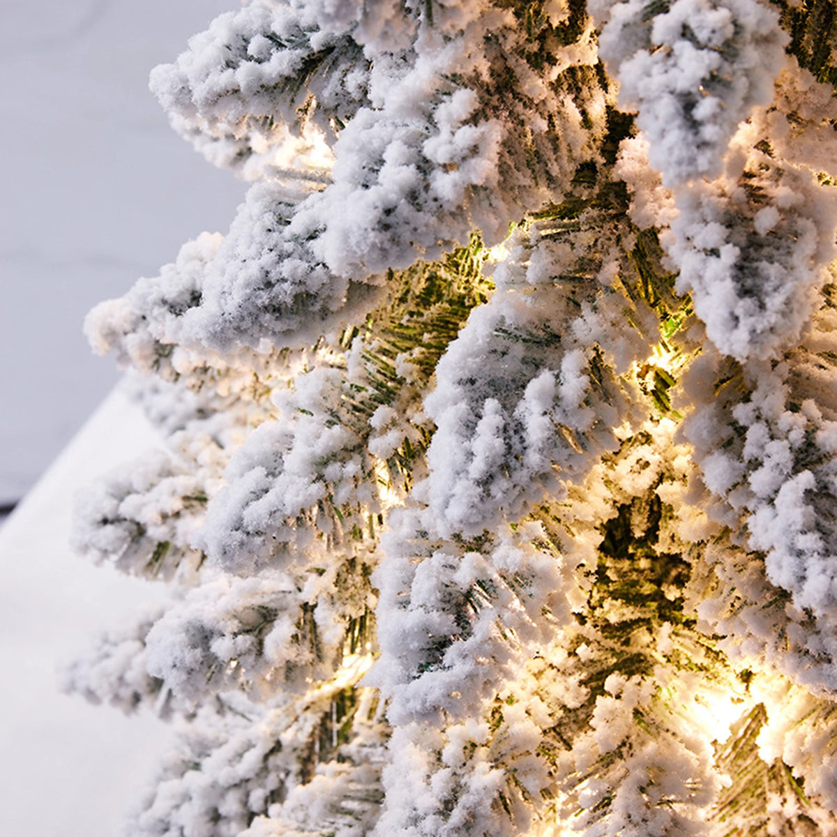 Snow-Flocked Mini Christmas Tree with LED Lights – Tabletop Decor