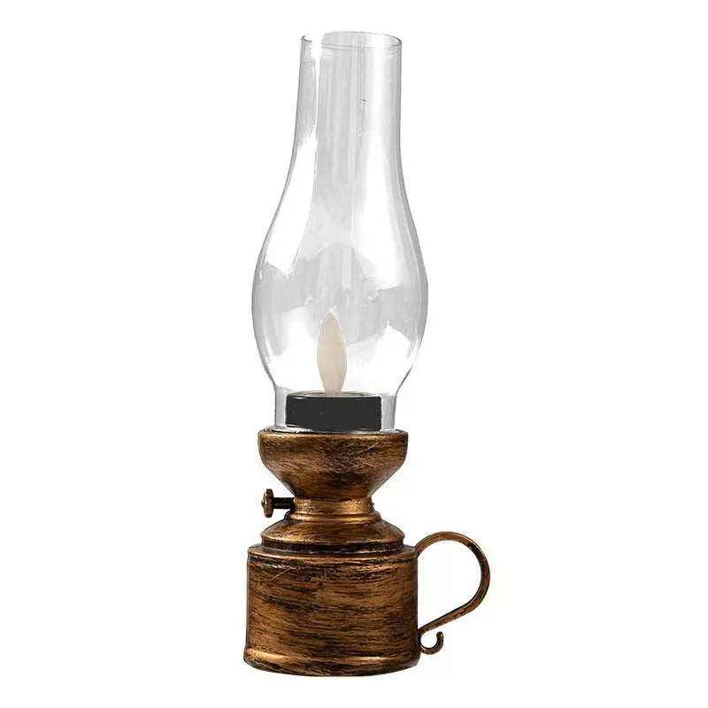 Vintage Flickering Flame Lantern – Battery LED Oil Lamp Decor