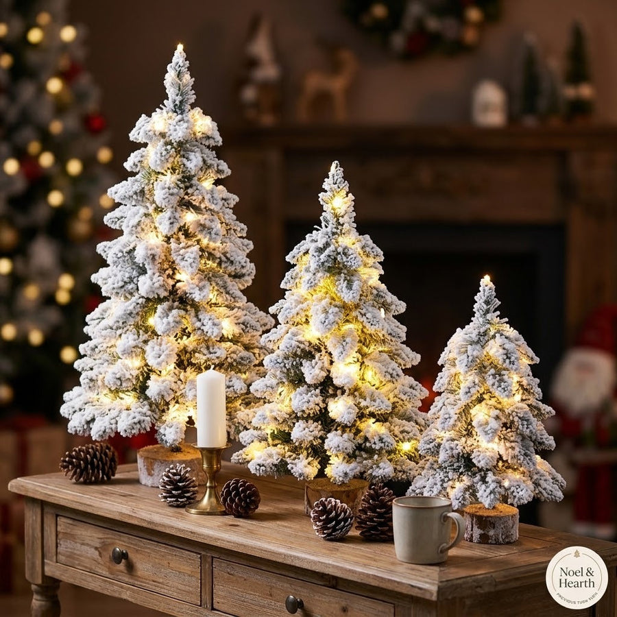 Snow-Flocked Mini Christmas Tree with LED Lights