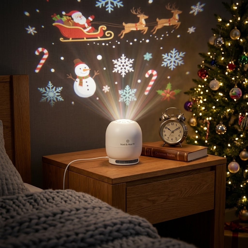 Christmas Ceiling Projector – Rotating Santa & Snowflake Night Light
