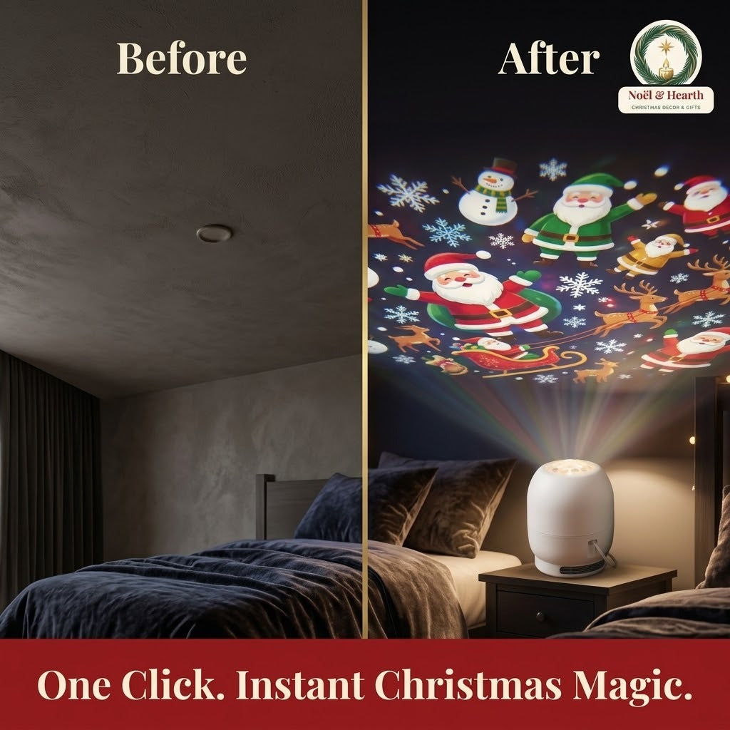 Christmas Ceiling Projector – Rotating Santa & Snowflake Night Light
